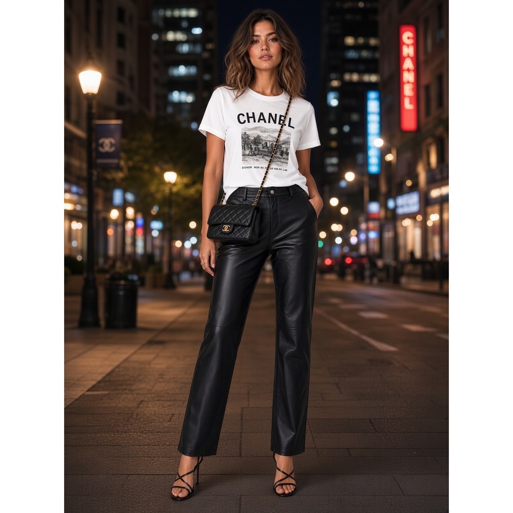 Pelle Studio Vintage Black Leather Pants Womens 10 Straight Leg Date Night Party